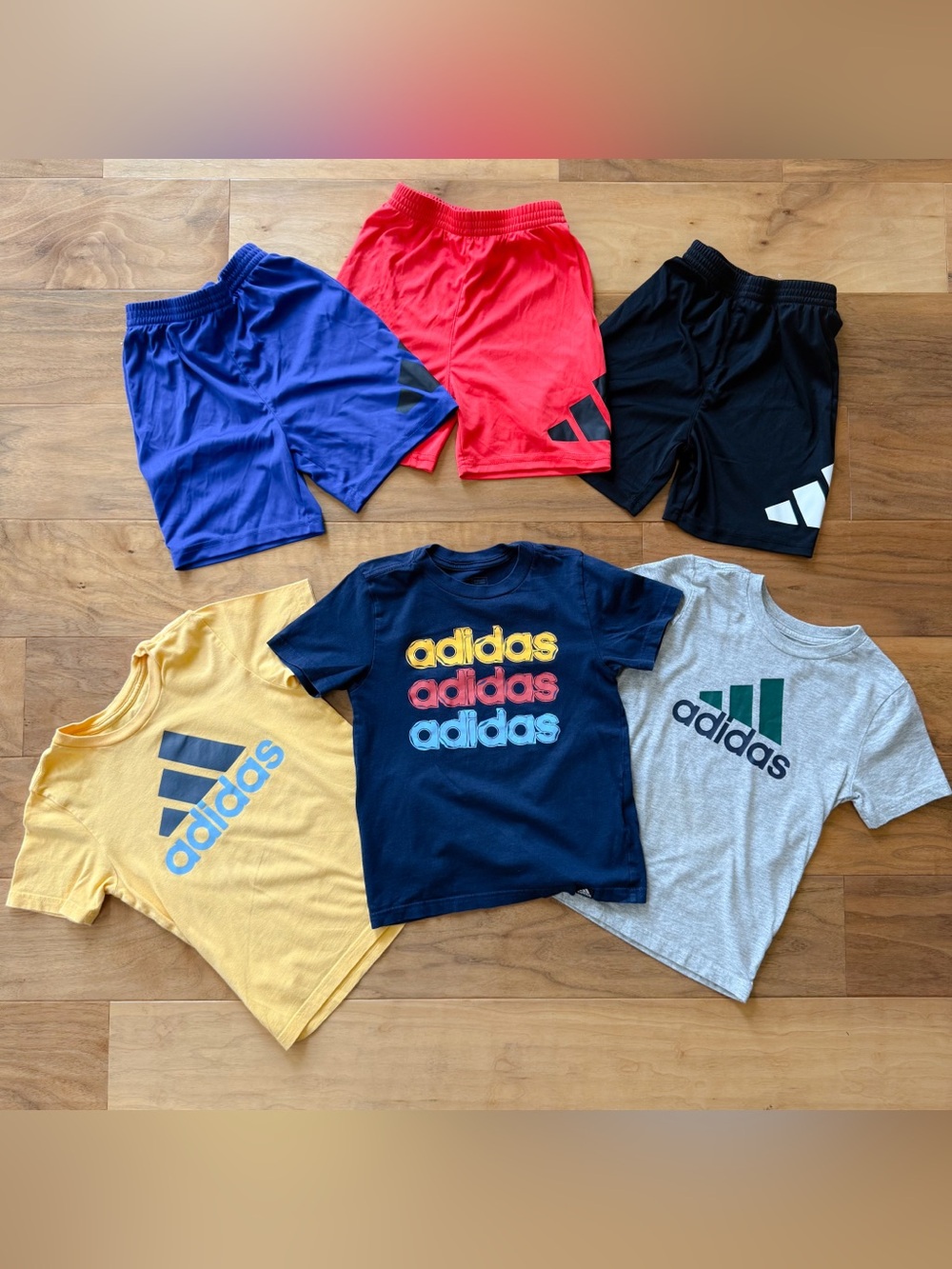 Bundle of Boys Adidas Shirts & Shorts, 3 Shirts & Shorts Size 6 Great Condition!